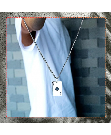 Męski naszyjnik na łańcuszku karta AS pik