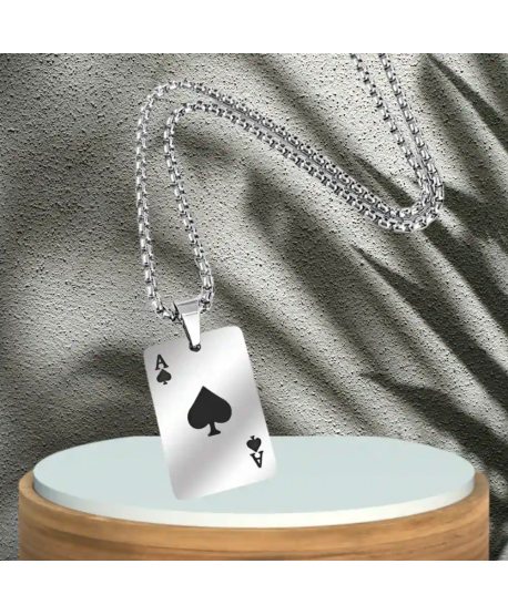 Męski naszyjnik na łańcuszku karta AS pik
