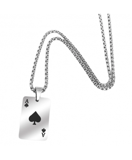 Męski naszyjnik na łańcuszku karta AS pik