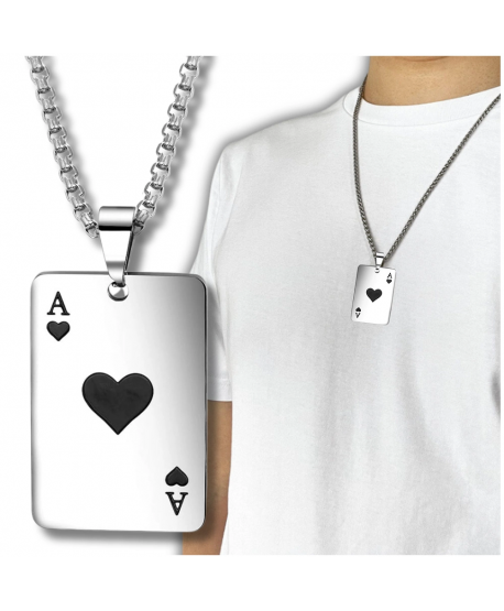Męski naszyjnik na łańcuszku karta AS pik