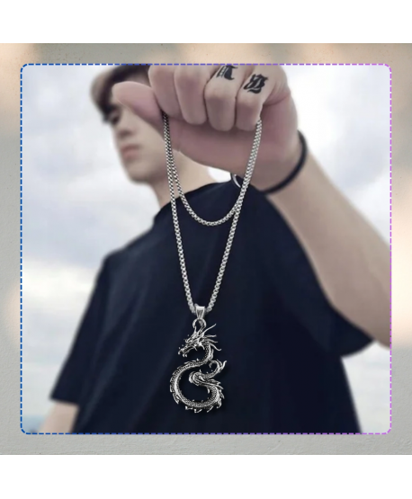 Męski naszyjnik na łańcuszku smok