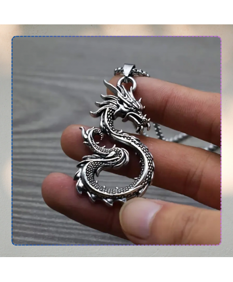 Męski naszyjnik na łańcuszku smok