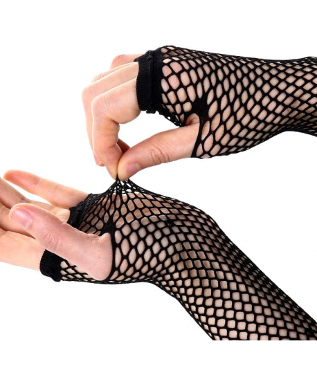 Rękawiczki mitenki długie czarne kabaretki