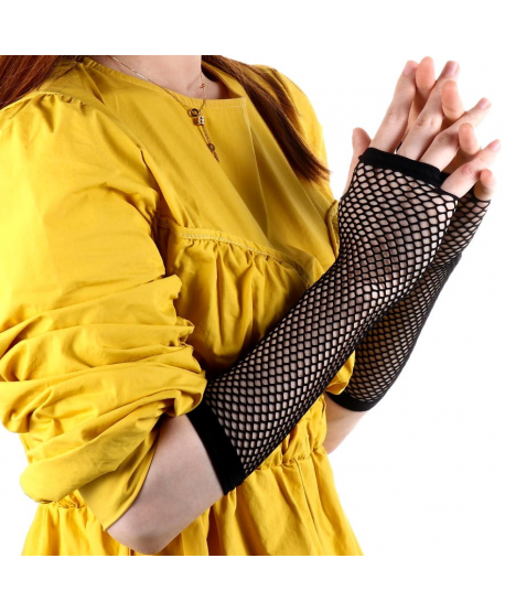 Rękawiczki mitenki długie czarne kabaretki