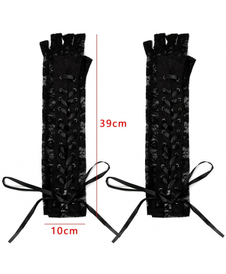 Rękawiczki gorsetowe wiązane koronkowe