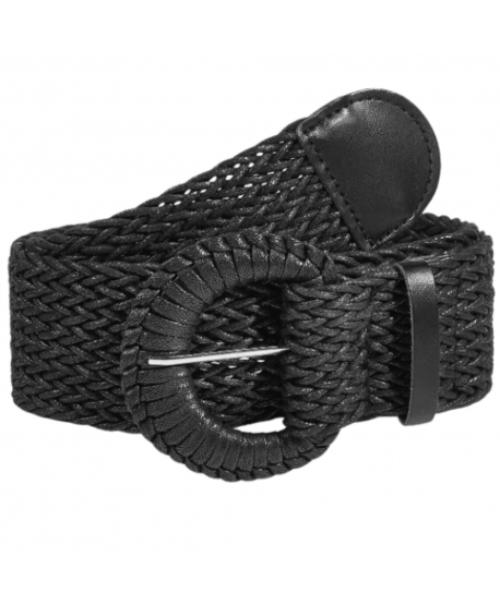 Pasek czarny słomiany elastyczny pleciony na talię