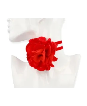 Naszyjnik z czerwonym kwiatem wiązany choker