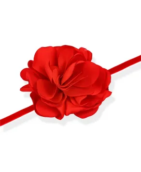 Naszyjnik z czerwonym kwiatem wiązany choker