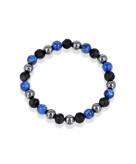 Męska bransoletka koraliki kamienie naturalne sodalit hematyt lawa