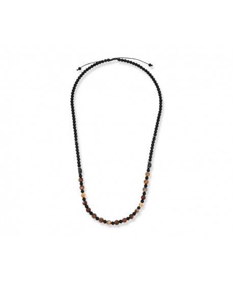 Męski naszyjnik kamienie naturalne jaspis lawa wulkaniczna