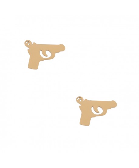 Kolczyki stal złote pistolety