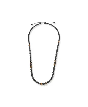 Męski naszyjnik kamienie naturalne tygrysie oko lawa wulkaniczna