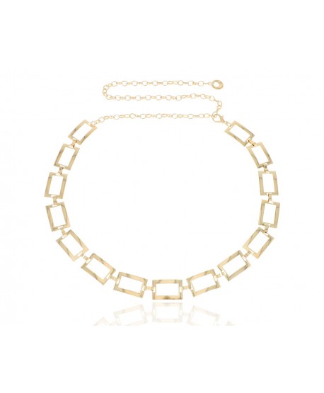 Pasek łańcuszkowy złoty prostokąty