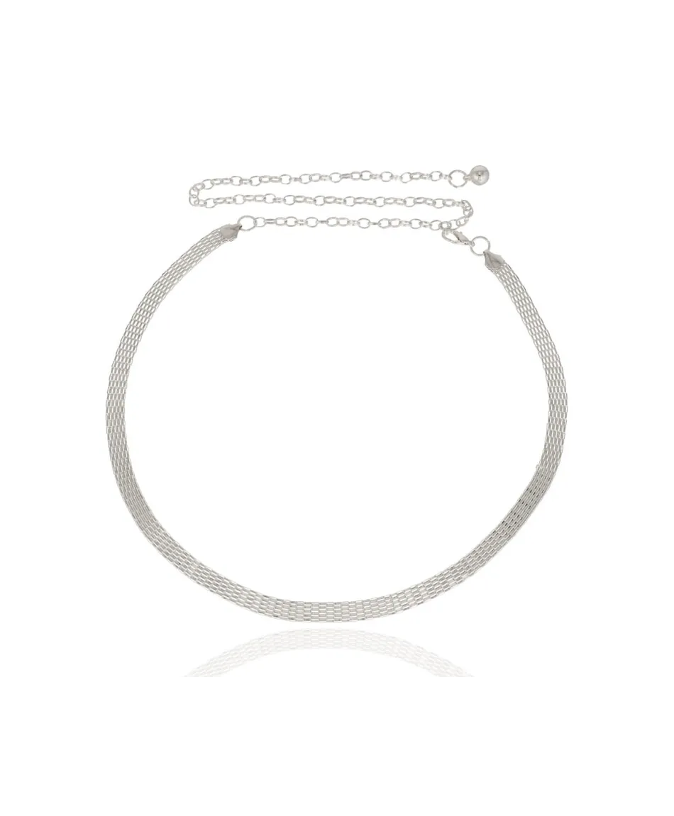 Pasek łańcuszkowy srebrny płaska siateczka