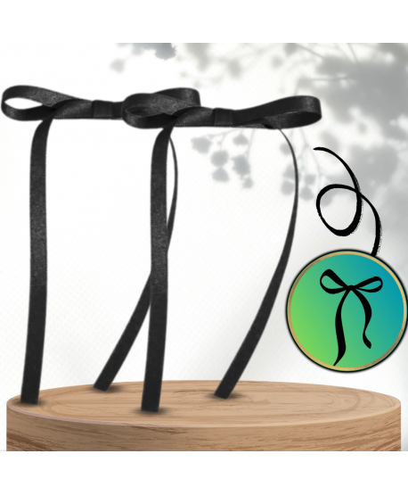 Wstążki kokardki czarne cienkie ze wstążką