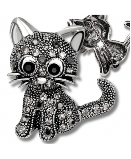 Malutka broszka grafitowy kotek
