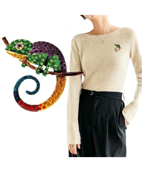 Kolorowa broszka kameleon