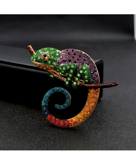 Kolorowa broszka kameleon