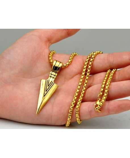 Naszyjnik męski grot złoty