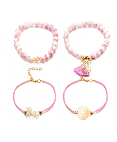 Zestaw różowych wakacyjnych bransoletek z ozdobami