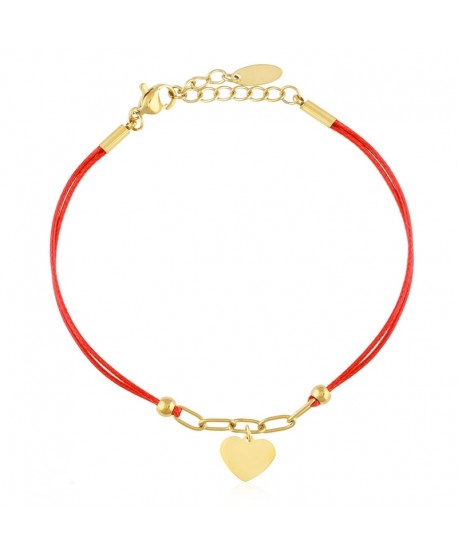 Bransoletka czerwony sznurek z serduszkiem