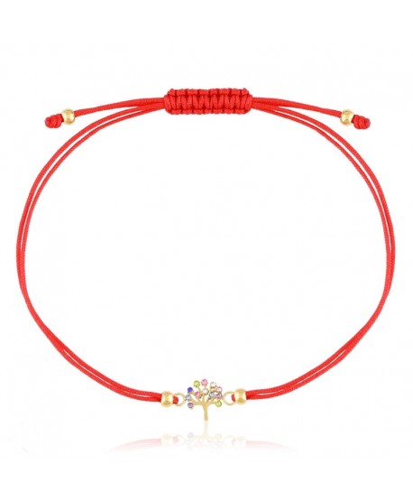 Bransoletka czerwony sznurek z kolorowym drzewkiem