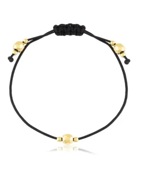 Bransoletka czarny sznureczek ze szlifowanymi kuleczkami