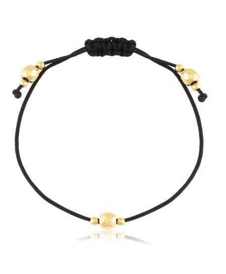 Bransoletka czarny sznureczek ze szlifowanymi kuleczkami
