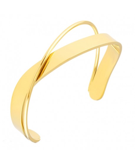 Bransoletka stal mankiet sztywna złota
