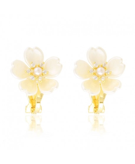 Klipsy stal perłowe kwiatuszki