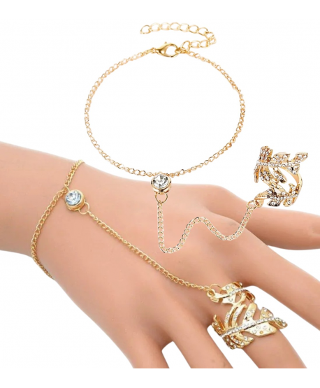 Bransoletka złota na dłoń z pierścionkiem