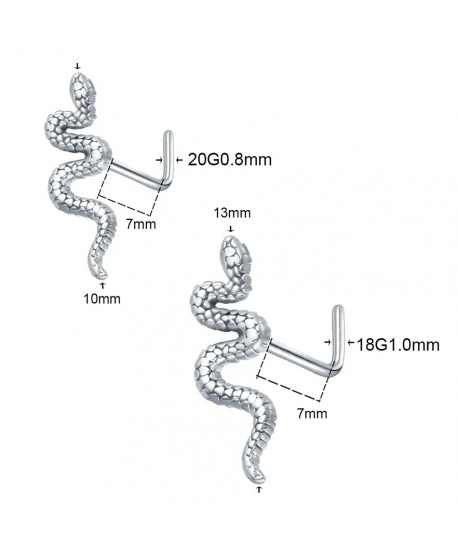 Kolczyki pigmeje do nosa stal z wężem 0.8 mm