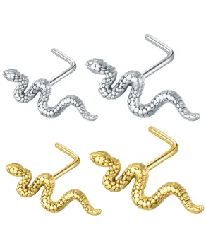 Kolczyki pigmeje do nosa stal z wężem