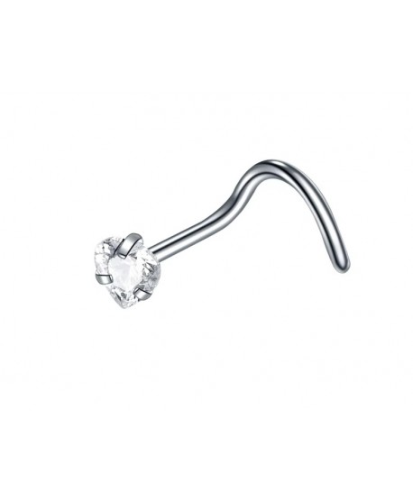 Kolczyki stal pigmeje do nosa z cyrkonią serce