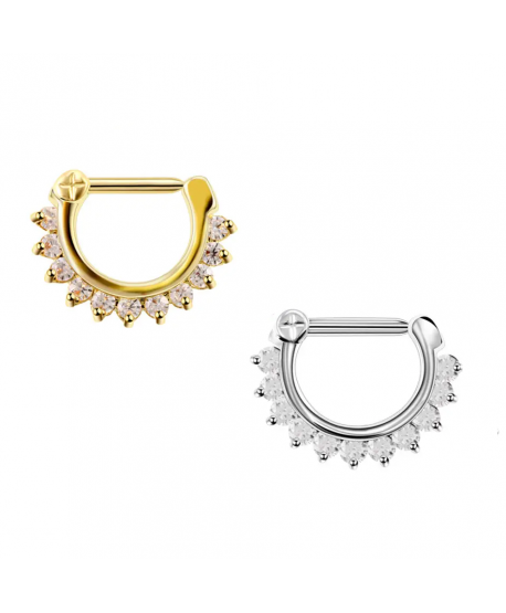 Kolczyki kółeczka stal clicker z cyrkoniami 8 mm septum helix daith