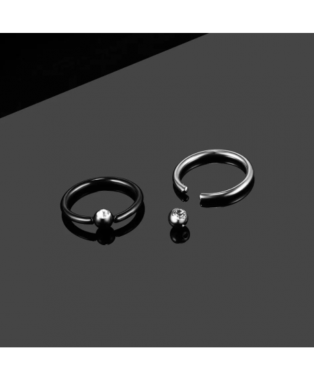 Kolczyki kółeczka tytan z cyrkoniową kulką 6/8/10/12 mm