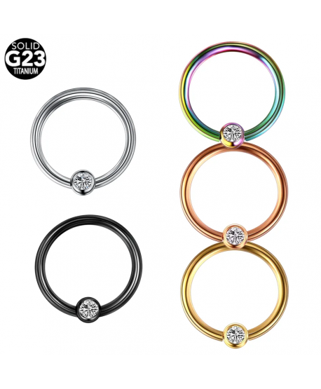 Kolczyki kółeczka tytan z cyrkoniową kulką 6/8/10/12 mm