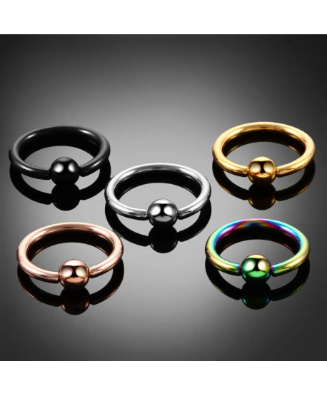 Kolczyki kółeczka tytan z kulką 6/8/10/12 mm