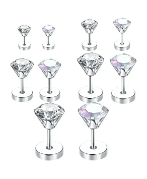 Labret z cyrkonią stal 1.0/6 mm cyrkonie srebrny i opalizujący