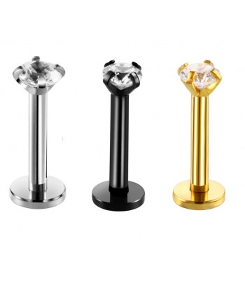 Labret stal z cyrkonią 6/8 mm helix stud