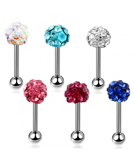 Labret stalowy z cyrkoniową kulką 6 mm