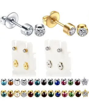 Kolczyki do przekłuwania sterylne złote srebrne stal