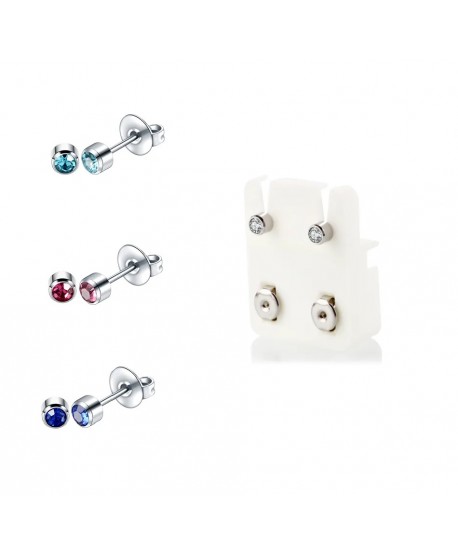 Kolczyki do przekłuwania sterylne srebrne stal z kolorem