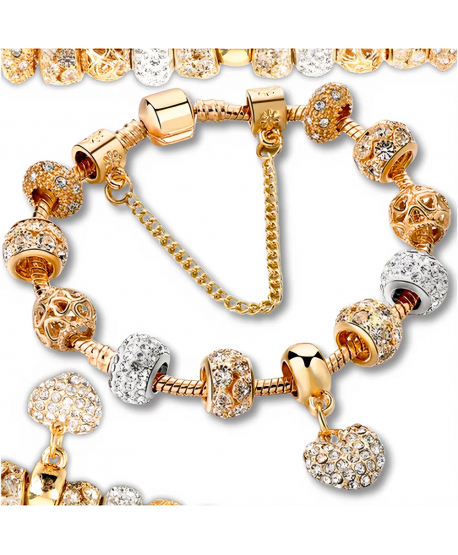 Bransoletka modułowa złota bogata z sercem