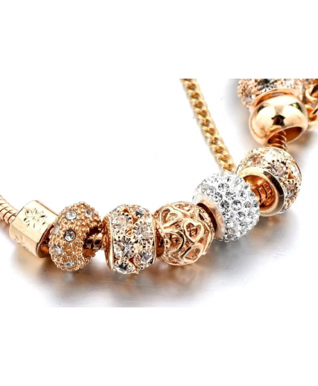 Bransoletka modułowa złota bogata z sercem