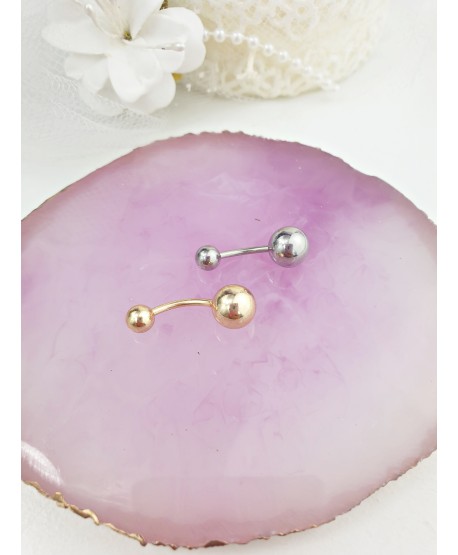 Kolczyki do pępka z kulką srebrne złote