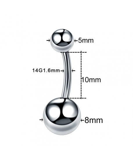Kolczyki do pępka z kulką srebrne złote