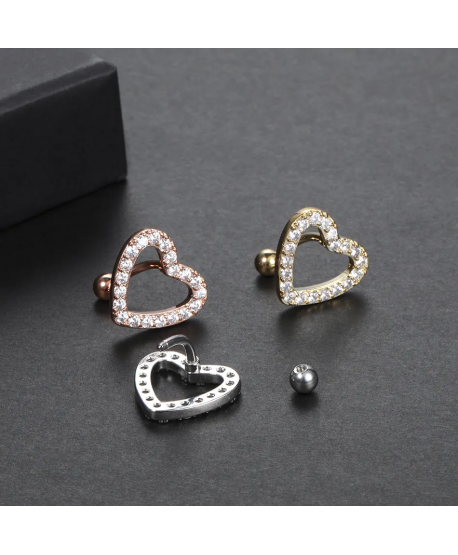 Kolczyki do pępka stal cyrkoniowe serduszko