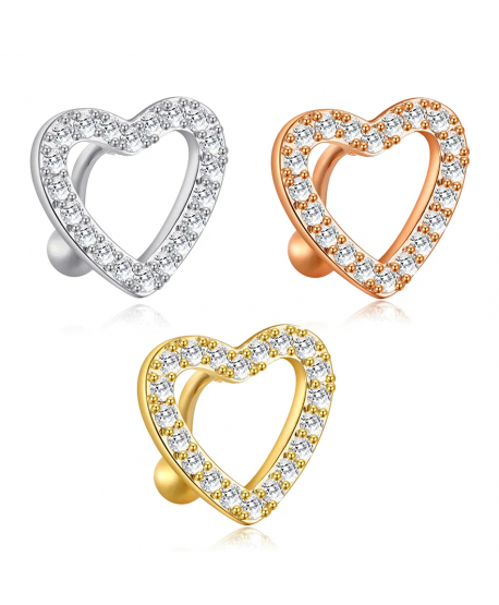 Kolczyki do pępka stal cyrkoniowe serduszko