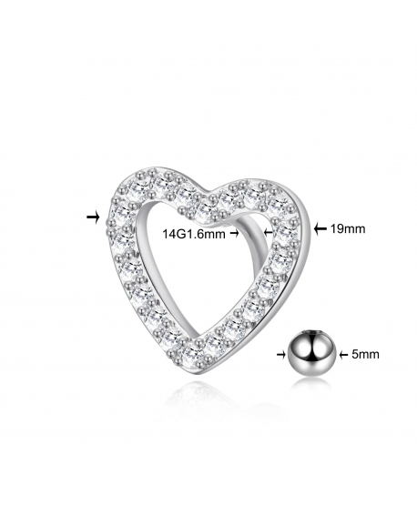 Kolczyki do pępka stal cyrkoniowe serduszko